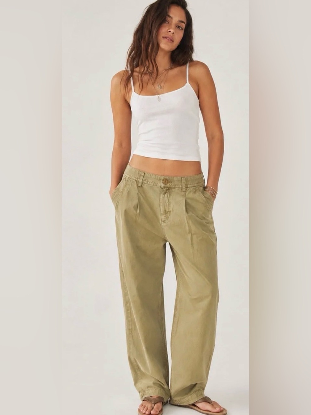 Free People High-Rise Chino Jeans in tan for Women